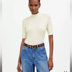 (NWOT) Madewell Ribbed Merino Wool Mockneck Sweater Tee, XS